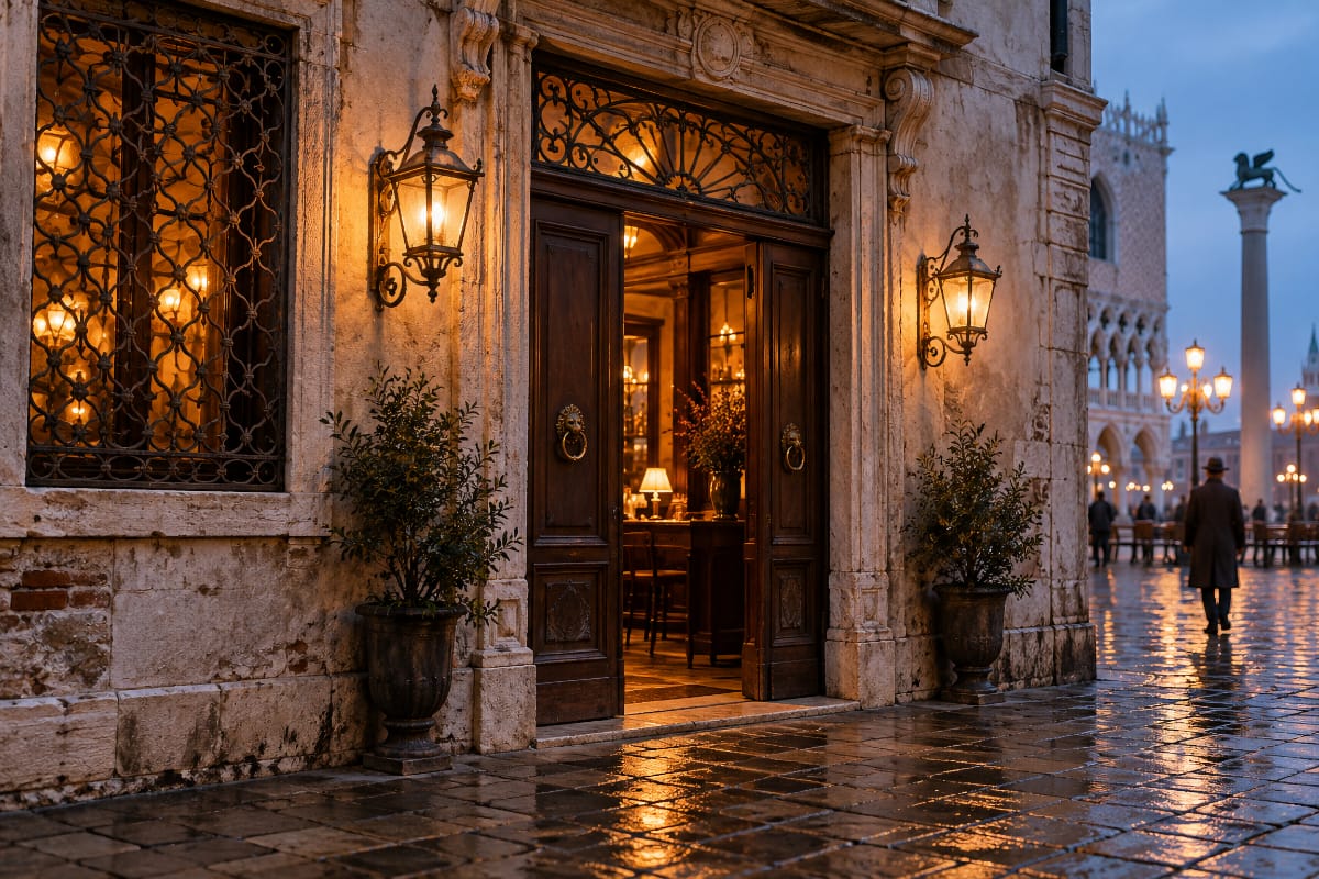 Illustration du Harry’s Bar à Venise, lieu de naissance du carpaccio